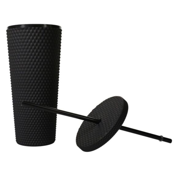 Studded Water Tumbler Cup with Lid and Straw, Studded BPA Free Leak Proof 24 oz - Picture 3 of 6